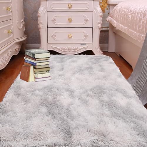 GOUTUI Weiche Teppich 130 x 170 cm Weich & Schmutzabweisend Moderner Teppich Wohnkultur für Stühle Sofa Schlafzimmer Kinderzimmer, Hellgrau von GOUTUI