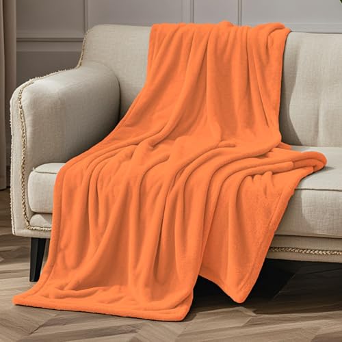 GOUTUI Wohndecken Kuscheldecken 70 x 150 cm Cashmere Feeling Sofadecken Falten Beständig/Anti-Verfärben für Sofa Schlafzimmer, Orange von GOUTUI