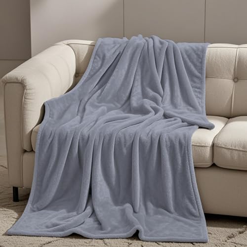 GOUTUI Wohndecken Kuscheldecken 90 x 160 cm Cashmere Feeling Kunstfell Kuscheldecke Falten Beständig/Anti-Verfärben für Sofa Schlafzimmer, Hellgrau von GOUTUI
