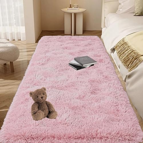 GOUTUI Wohnzimmer Teppiche 75 x 180 cm Flauschig Felloptik Warmer Fellteppich Wohnkultur für Schlafzimmer Kinderzimmer Wohnzimmer, Rosa von GOUTUI