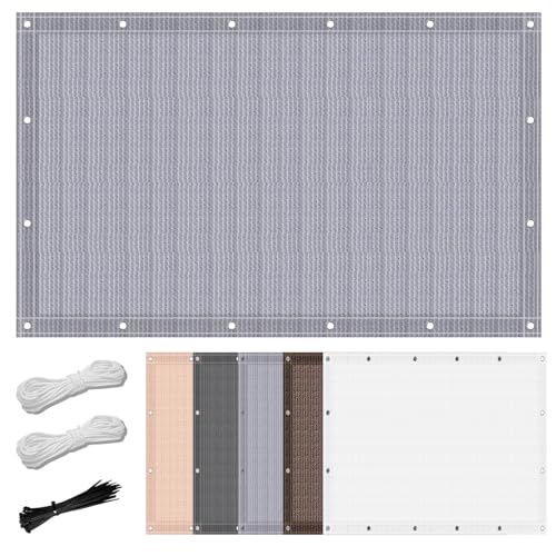 Sichtschutz Schattiernetz 0.9 x 2.8 m Wasser Luftdurchlässig Terrassennetz mit Seil Und Kabelbinder für Außenbereich Terrasse Garten, Hellgrau von GOUTUI