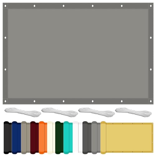 Sonnensegel Rechteckig 185 x 800 cm mit UV Schutz Garten Segel Wasserdicht Wasserabweisend Windschutz für Balkon Garten Terrasse, Hellgrau von GOUTUI