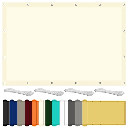Sonnensegel Rechteckig 235 x 240 cm mit UV Schutz Terrasse Sonnensegel Wasserabweisend Windschutz für Balkon Garten Terrasse, Elfenbein von GOUTUI