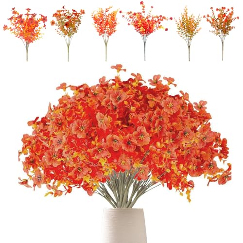 Künstliche Blumen,8 Stück Herbstzweige,Herbstdeko,Kunstblumenstrauß,Balkonpflanzen,Künstlich Herbststrauß,Künstliche Herbstblumen,für Thanksgiving Halloween Hochzeit Garten Tischdeko von GOUYENG
