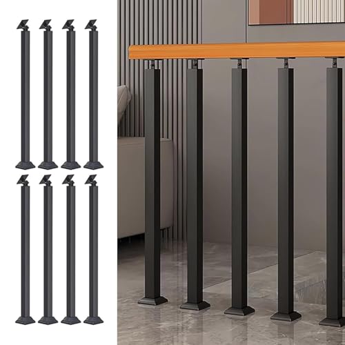 8er-Pack Schwarzer Treppengeländer-Handlauf,Eisen Treppengeländer, Quadratische Handgeländer,270° Verstellbar mit Flacher Halterung,für Treppen,Terrassen und Eingänge(Size:85cm/33.5in) von GOUZIBHD