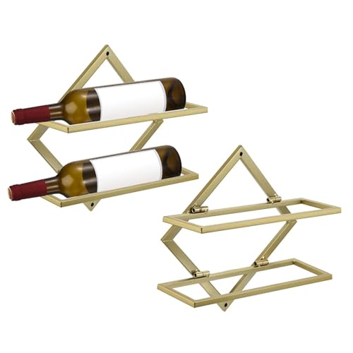 GOUZIBHD 2er-Pack Weinpareite Display Rack,Weinregal zur Wandmontage,Weinlagerregal aus Metall,Bar Einheit Schwebende Regale für die Wanddekoration in der Küche zu Hause(Size:4 Bottle Rack) von GOUZIBHD