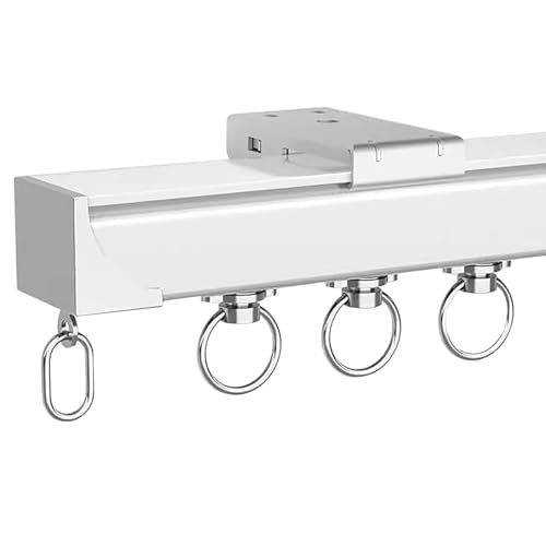 GOUZIBHD Aluminium Vorhangschienen, Deckenmontage Vorhangschiene für Wandschrank, Raumteiler Vorhangschiene, Hochleistungsschienenstange, Gardinenstange mit Rollenhaken(Size:100cm,Color:weiß) von GOUZIBHD