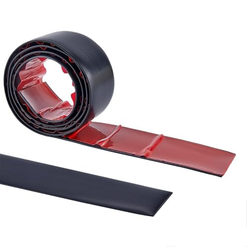 GOUZIBHD Boden-Übergangsstreifen, Selbstklebende Übergangsleiste, Türschwellenrampe Zum Verbinden Von Lücken, Teppich, Laminatbodenübergang, PVC Flache Trennleiste(Size:8m/26.2ft,Color:schwarz) von GOUZIBHD