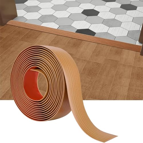 GOUZIBHD Boden-Übergangsstreifen,PVC-Teppichschwellenübergang,Selbstklebende Flache Trennleiste,Ausgleichsprofil,Übergangsleiste für Laminat,Teppich,Parkett(Size:10m,7.6cm) von GOUZIBHD