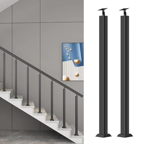 GOUZIBHD Bodenmontierter Treppenbalusterpfosten, Quadratische Geländerspindeln mit Flacher, Verstellbarer 270°-Winkelhalterung, Metall Treppenhandlauf für Veranda, Innengeländer-Kit(Size:75cm) von GOUZIBHD