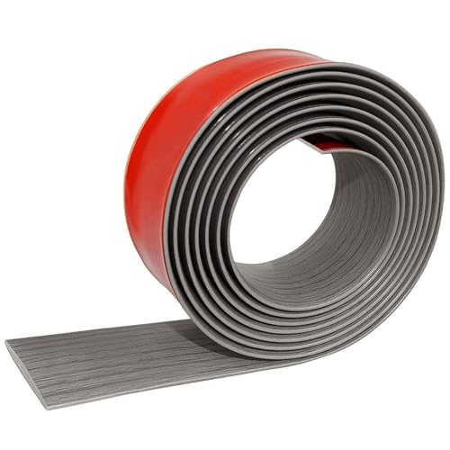 GOUZIBHD Bodenübergang, PVC Boden-Übergangsstreifen, Flache Trennleiste, Teppichschwellenübergang für Fugen Zwischen Böden und Fliesen, Selbstklebende Bodenübergangsleiste(Color:Graues Holzkorn) von GOUZIBHD