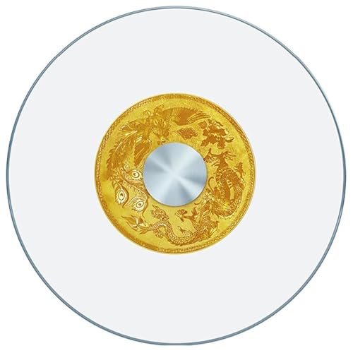 GOUZIBHD Drehteller Aus Glas, Lazy Susan, mit Aluminiumlegierungsbasis, Geräuschlose 360°-Drehung, Servierplatte, Drehtablett Leichtgängiges Drehbares Design-Präsentationstablett(Size:80cm/31.5in) von GOUZIBHD