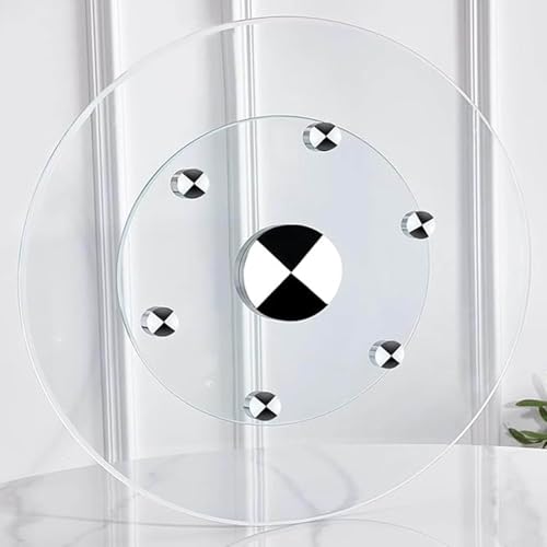 GOUZIBHD Esstisch Aus Glas mit Drehteller und Schwenksystem, Leise, Sanfte Drehung, 360° Drehbares Tablett, Servierplatte, Lazy Susan Drehteller Tablett für Familienbankette(Size:70cm/28in) von GOUZIBHD