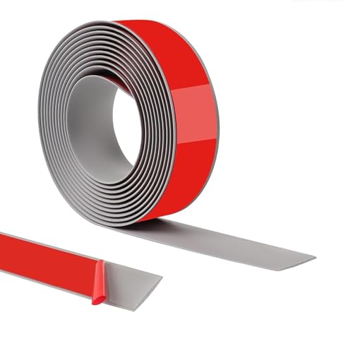 GOUZIBHD Flache Trennleiste,Selbstklebende Übergangsleiste,Übergangsprofil,Ungelochte Abdeckleiste,2m–4m,Nahtdeckprofil für Laminat,Teppich und Fliesen(Size:4m×5cm,Color:Gray) von GOUZIBHD