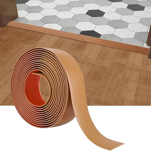 GOUZIBHD Flache Trennleiste Zum Verbinden von Bodenfugen Bodenfliesen, Übergangsleiste Selbstklebende Boden-Übergangsstreifen, Übergangskantenleiste von Teppich zu Fliesen(Size:4m/13.1ft) von GOUZIBHD
