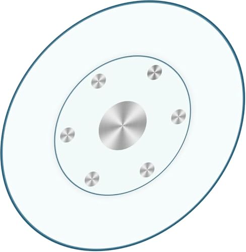 GOUZIBHD Gehärtetes Glas, 360° Drehbares Tablett, Anti-Kipp-Design mit 6 Drehbaren Rädern, Lazy Susan Drehteller für Esstisch, für Partys, Hochzeiten, Familienbankette(Size:100cm/40in) von GOUZIBHD