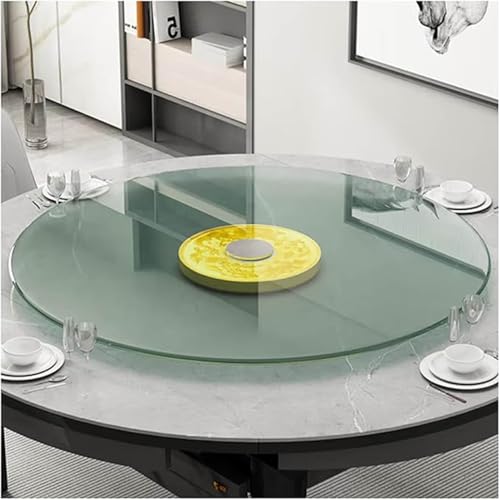 GOUZIBHD Großer Lazy Susan-Drehteller Aus Gehärtetem Glas, um 360° Drehbare Servierplatte für Den Esstisch Familienfeiern, Robuste Drehtellerplatte mit Drehbarer Tischplatte(Size:85cm) von GOUZIBHD