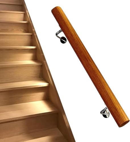 GOUZIBHD Handläufe für Treppengeländer Aus Holz, Handläufe für Treppenhandlauf Im Innenbereich mit Wandhalterungen, Sicherheits-Treppenhandläufe, Rutschfestes Haltegriffgeländer(Size:140cm) von GOUZIBHD