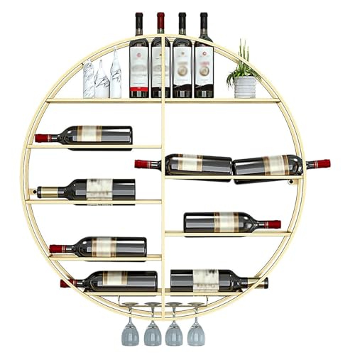 GOUZIBHD Industriell Wandmontierte Weinregal,Hängender Weinflaschenhalter mit Glashalter,Bar Einheit Schwebende Regale,Weinpareite Display Rack für die Heimbar im Esszimmer(Size:90 * 11cm) von GOUZIBHD