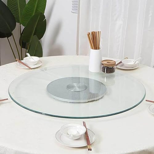 GOUZIBHD Lazy Susan Drehteller, Robustes Drehtablett für Familienfeiern, Esstisch, Runde Tischplatte Aus Gehärtetem Glas, Drehbare Lazy Susan Servierplatte Drehteller(Size:100cm) von GOUZIBHD