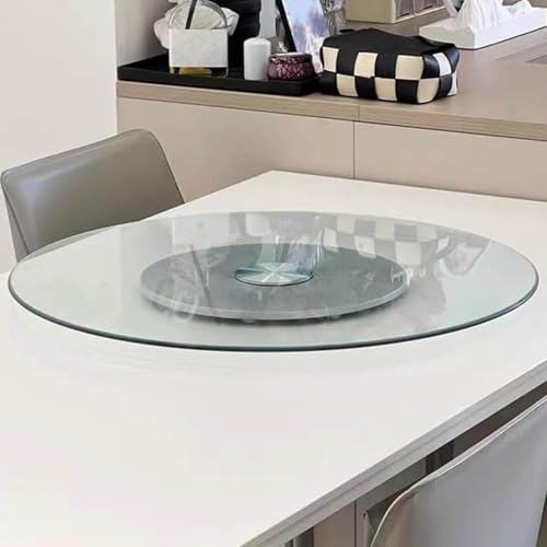 GOUZIBHD Lazy Susan-Drehteller Aus Gehärtetem Glas, Drehbares Tablett, Party Küchen Mittelstück, um 360° Drehbares Serviertablett für Esstischplatten, Schwenkbare Servierplatte(Size:100cm) von GOUZIBHD