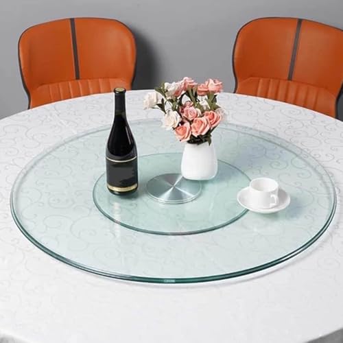 GOUZIBHD Lazy Susan Drehteller Aus Glas für Esstisch, Drehteller-Servierplatte, Großes Drehbares Tablett Auf Der Tischplatte, Tafelaufsatz mit Schwenkhilfesystem, Sanfte Drehung(Size:90cm/35in) von GOUZIBHD