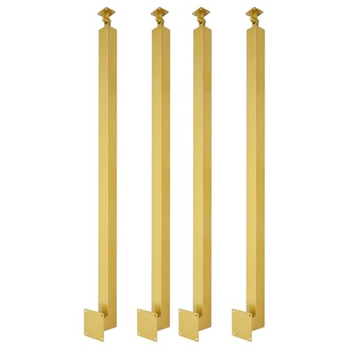 GOUZIBHD Quadratische Treppenhandlauf,270° Verstellbare Eisen Treppengeländer mit Flachem Winkel,4er-Pack Seitlich Montierbare Treppengeländer-Sets für Terrassen,Balkone(Size:75cm/29.5in,Color:glod) von GOUZIBHD