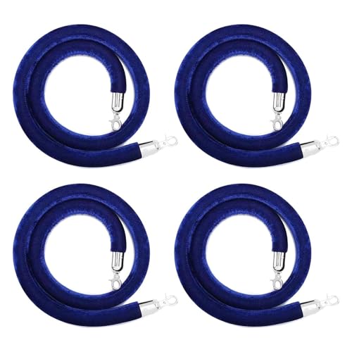 GOUZIBHD Samt-Hängeseil,Massenkontrollseil,Samt-Rungenseil mit Polierten Haken,4 Stück Absperrseil,Warteschlangen Stützseil für Clubs,Hotel,Bank,Krankenhaus(Size:3.3ft/100cm) von GOUZIBHD
