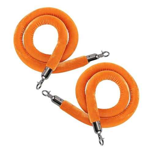 GOUZIBHD Samt-Rungenseil,Seilsperre zur Massenkontrolle mit goldenen Haken,Orange Samt-Hängeseil für Autoshows und Teppichveranstaltungen,2er-Set Absperrseil(Size:2ft/60cm) von GOUZIBHD