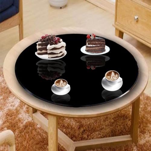 GOUZIBHD Schwarzer Glas-Drehteller, 360°-Lazy-Susan-Drehtablett für Esstisch, Runder Lazy Susan Drehteller Aus Gehärtetem Glas, Gehärtetem Glas Drehteller Lazy Susan Servierplatte(Size:24in/60cm) von GOUZIBHD