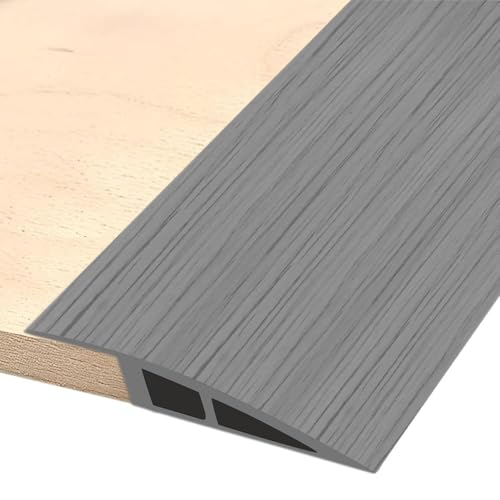 GOUZIBHD Selbstklebende Bodenübergangsleiste für Türöffnungen, PVC Schwellenabdeckung, Türschwellenrampe Verbinden Teppichlücken, Dunkelgraue Bodentrennleiste mit Holzmaserung von GOUZIBHD