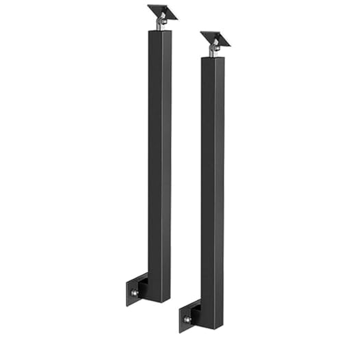 GOUZIBHD Treppenhandlauf,Seitlich Montierte Handgeländer,Schwarzer Quadratischer Treppengeländer-Handlauf,270° Verstellbar für Veranda,Beton,Holzstufen(Size:100cm/39.4in) von GOUZIBHD