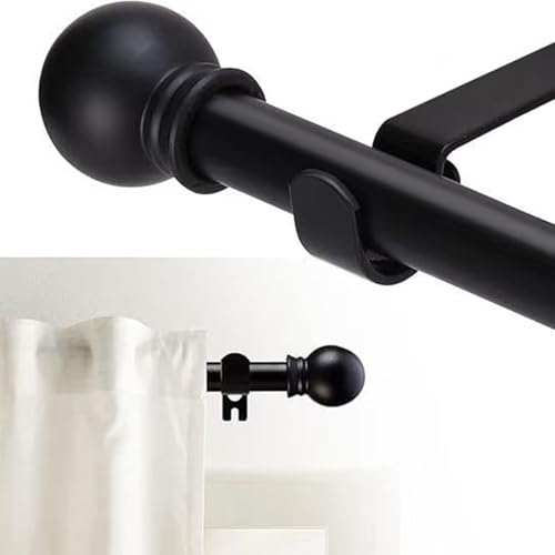 GOUZIBHD Vorhangstange mit Endstück,Kleiderstange für Wohnzimmer,Schwarze Gardinenstange, Verdunkelung Gardinenstange für Schlafzimmer Dekorative Gardinenstange,Spleiß-Fensterstange(Size:48-84in) von GOUZIBHD