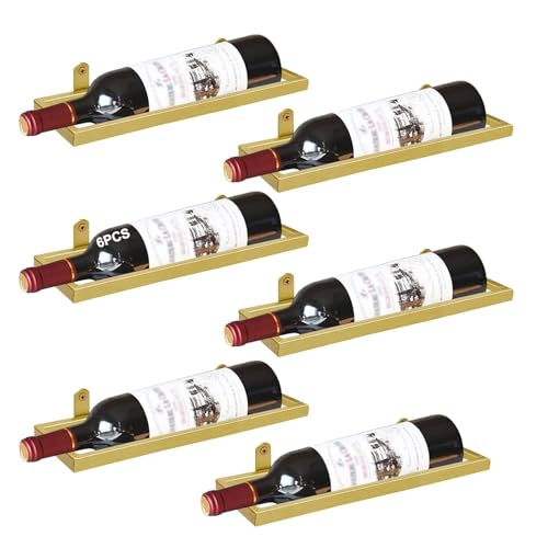 GOUZIBHD Weinlagerregal,6-Teiliges Weinregal zur Wandmontage,Weinpareite Display Rack,Hängende Wand-Weinregal für die Dekoration von Zuhause,Küche und Bar(Color:glod) von GOUZIBHD