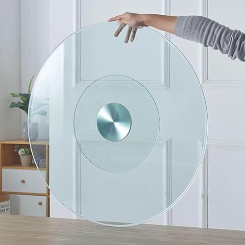 Runder Lazy Susan-Drehteller für Den Esstisch Partys Familien, Drehbares Tablett mit Schwenkhilfesystem und Sanfter Drehung, Lazy Susan-Drehteller Aus Gehärtetem Glas(Size:90cm) von GOUZIBHD