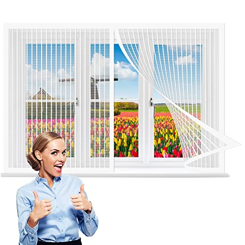 Fliegengitter Fenster 70 x 125 cm, Insektenschutz Fliegengitter Balkontür Moskitonetz Fliegennetz, Auto Schließen Magnetische Adsorption für Alle Arten von Fenstern, Weiß von GOUZOO