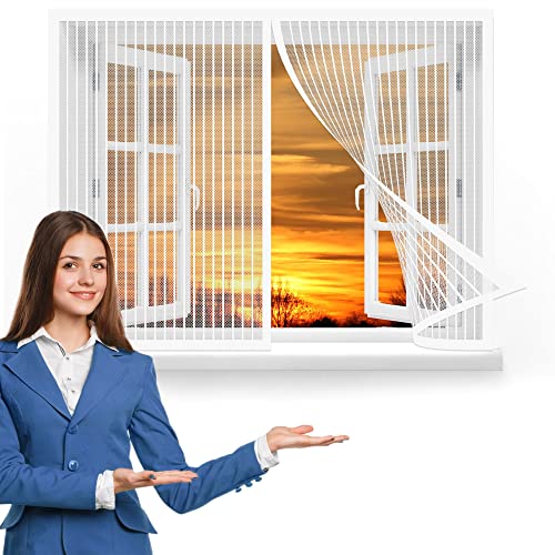 Fliegengitter Fenster 85 x 170 cm, Insektenschutz Magnet Fliegengitter, Ohne Bohren für Windows/Wohnzimmer Fenstern, Weiß von GOUZOO