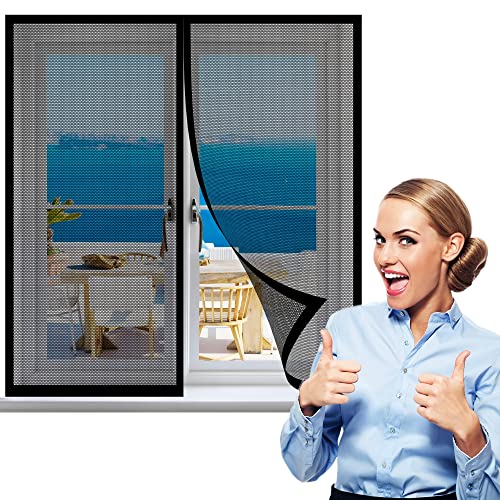 Fliegengitter Fenster Magnet 100 x 135 cm, Insektenschutz Magnetischer Fliegenvorhang, Total Magnetisch, Automatik-Verschluss für Alle Arten von Fenstern, Schwarz von GOUZOO