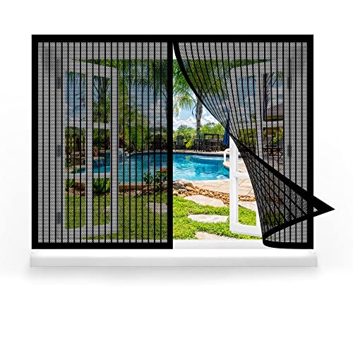 Fliegengitter Fenster Magnet 135 x 120 cm, Insektenschutz Magnet Fliegengitter, Magnetische Adsorption für Alle Fenster, Schwarz von GOUZOO
