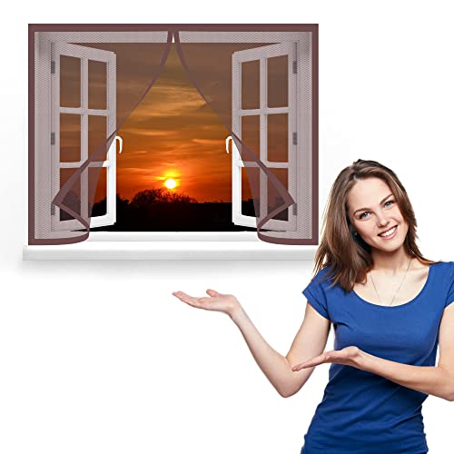 Fliegengitter Fenster Magnet 55 x 80 cm, Insektenschutz Selbstklebendes Fliegengitter für Fenster, Luft Kann Frei Strömen für Alle Arten von Fenstern, Braun von GOUZOO