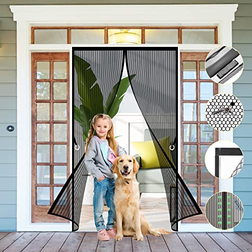 Fliegengitter Magnet Tür Insektenschutz 145 x 250 cm, Magnetvorhang Tür, Magnetband-Fliegengitter, für Balkontür Wohnzimmer Schiebetür Terrassentür Ohne Bohren, Schwarz Fliegengitter Magnet Tür Insektenschutz 145 x 250 cm, Magnetvorhang Tür, Magnetband-Fliegengitter, für Balkontür Wohnzimmer Schiebetür Terrassentür Ohne Bohren, Schwarz von GOUZOO