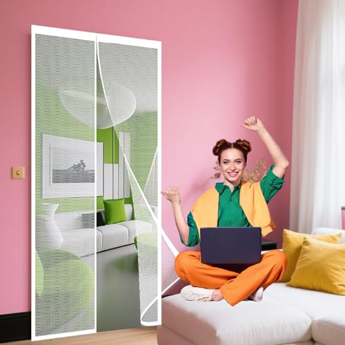 Fliegengitter Tür Magnet 226 x 250 cm Starken Magneten Magnet Insektenschutz Tür für Balkontür Und Terrassentür, Weiß Fliegengitter Tür Magnet 226 x 250 cm Starken Magneten Magnet Insektenschutz Tür für Balkontür Und Terrassentür, Weiß von GOUZOO