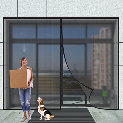 Fliegengitter Tür Magnet Insektenschutz 110 x 215 cm, Magnetischer Fliegenvorhang, Magnetvorhang ist Ideal, für Balkontür Wohnzimmer und Terrassentür Ohne Bohren, Schwarz von GOUZOO