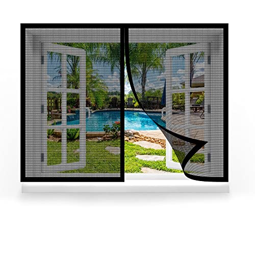 Fliegennetz Fenster Magnet 50 x 135 cm, Insektenschutz Fliegengitter Fenster Magnet Mückenschutz, Einfache Installation für Alle Arten von Fenstern, Schwarz von GOUZOO