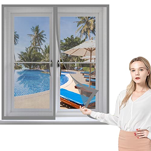 Fliegennetz Fenster Magnet 70 x 180 cm, Insektenschutz Feines undurchdringliches Gitter, Auto Schließen Faltbar für Windows/Wohnzimmer Fenstern, Grau von GOUZOO