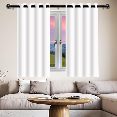 GOUZOO Verdunklungsvorhänge Gardinen 152 x 216 cm Isolierend Kälteschutz Sonnenschutz Thermovorhang Kälteschutz mit Ösen, Waschbar für Fenster Wohnzimmer, Weiß von GOUZOO