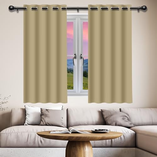 GOUZOO Verdunklungsvorhänge Gardinen 166 x 209 cm Isolierend Kälteschutz Sonnenschutz Thermovorhang Kälteschutz mit Ösen, Waschbar für Fenster Wohnzimmer, Creme Farben von GOUZOO