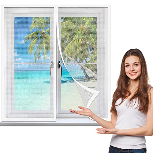 Magnet Fliegengitter Fenster 50 x 140 cm, Insektenschutz mit Starkem Klettband, Auto Schließen Magnetische Adsorption für Windows/Wohnzimmer Fenstern, Weiß von GOUZOO