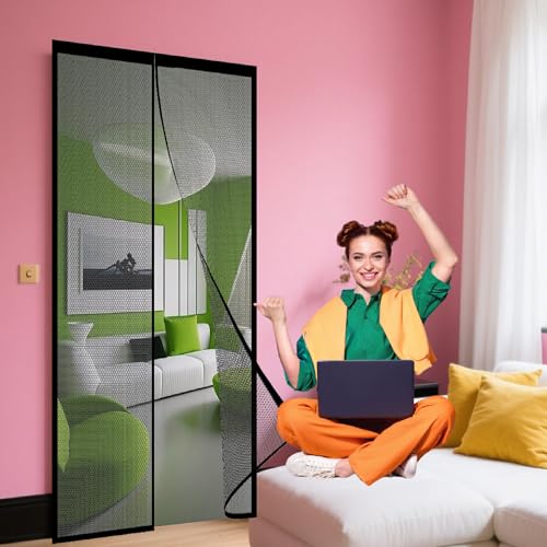 Magnet Fliegengitter Tür 220 x 264 cm Kinderleichte Klebemontage Ohne Bohren Moskitonetze für Türen für Die Balkontür Terrassentür, Schwarz Magnet Fliegengitter Tür 220 x 264 cm Kinderleichte Klebemontage Ohne Bohren Moskitonetze für Türen für Die Balkontür Terrassentür, Schwarz von GOUZOO