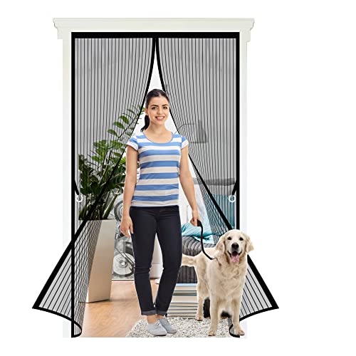 Magnet Fliegengitter Tür Insektenschutz 80 x 210 cm Der Magnetvorhang ist Ideal Kinderleichte Klebemontage Ohne Bohren für die Balkontür, Kellertür und Terrassentür, Schwarz von GOUZOO